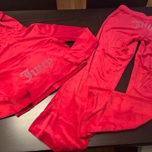 NWT Juicy Couture Velour Juicy Flash red valentine Bling Tracksuit large